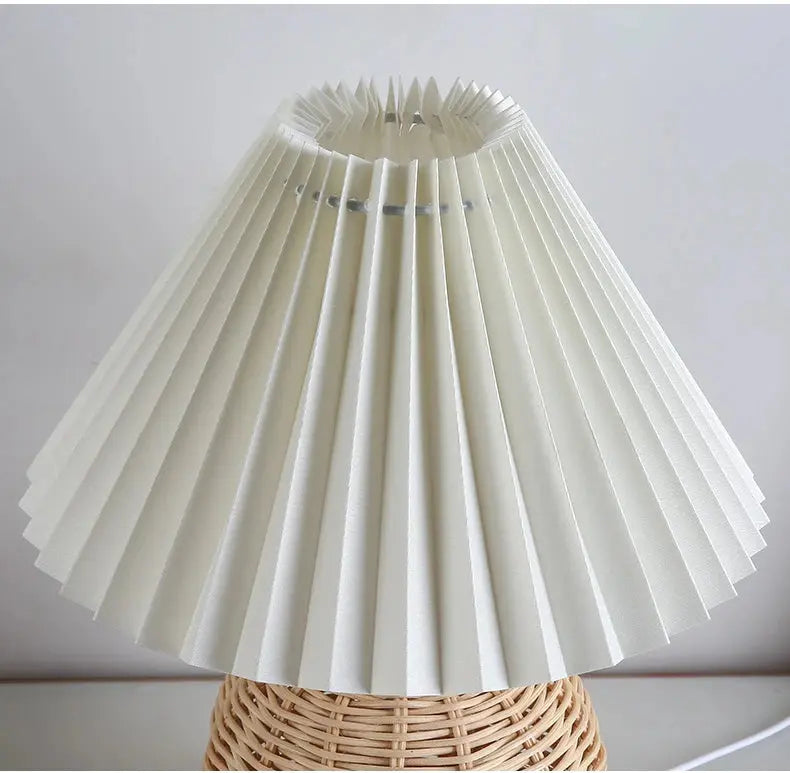 Lampe de chevet Rotin Plissée