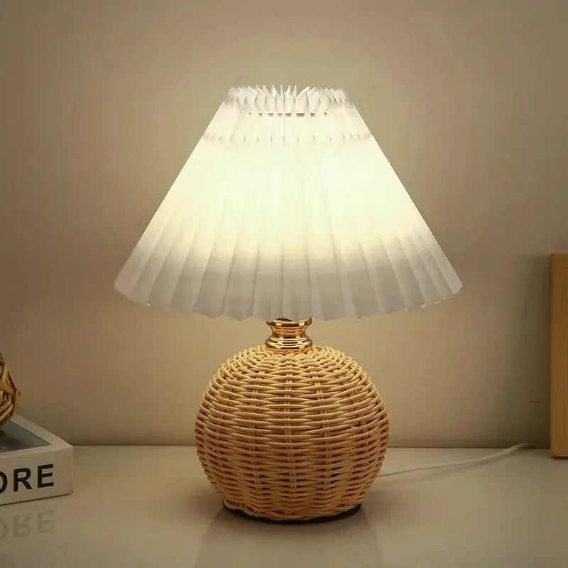 Lampe de chevet Rotin Plissée