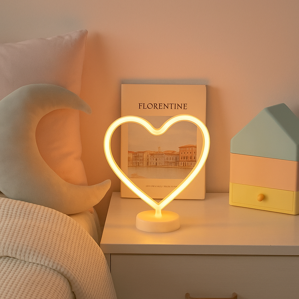 Lampe de chevet Néon Cœur Lumineux