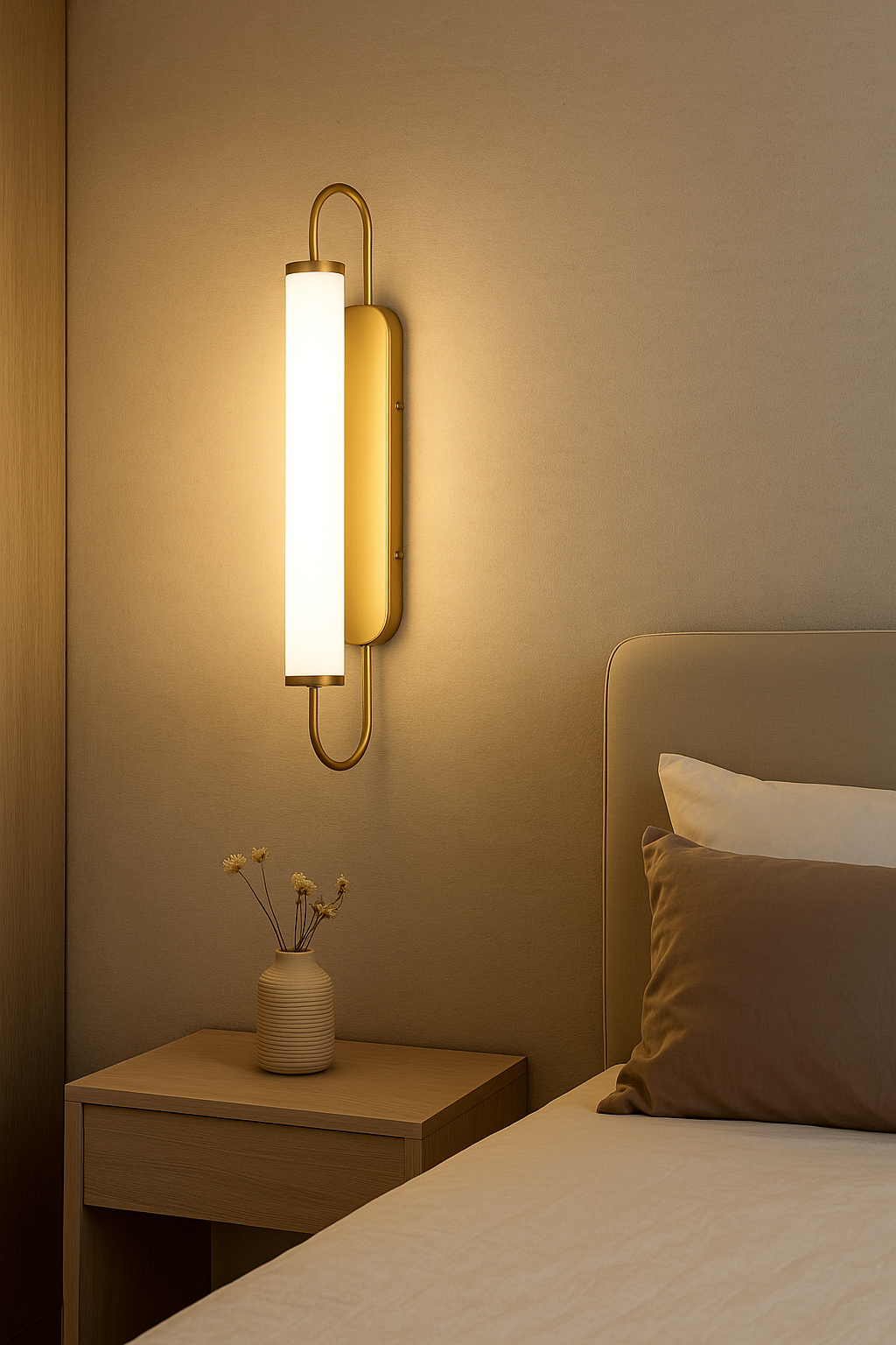 Lampe de chevet Tube Doré Moderne
