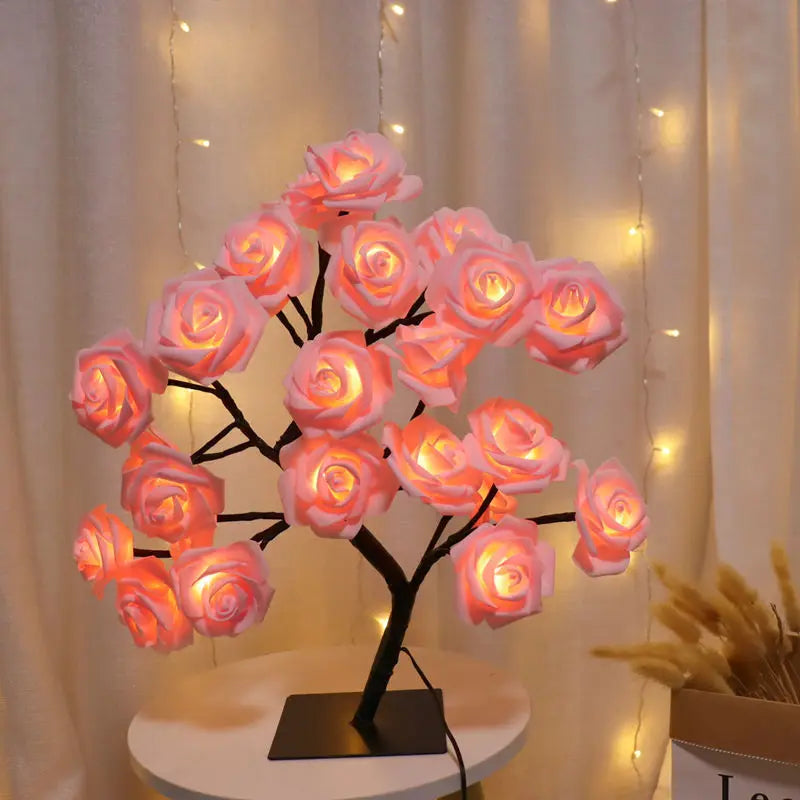 Lampe de chevet Arbre Rose