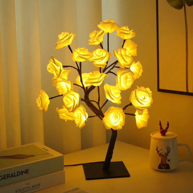 Lampe de chevet Arbre Rose Jaune