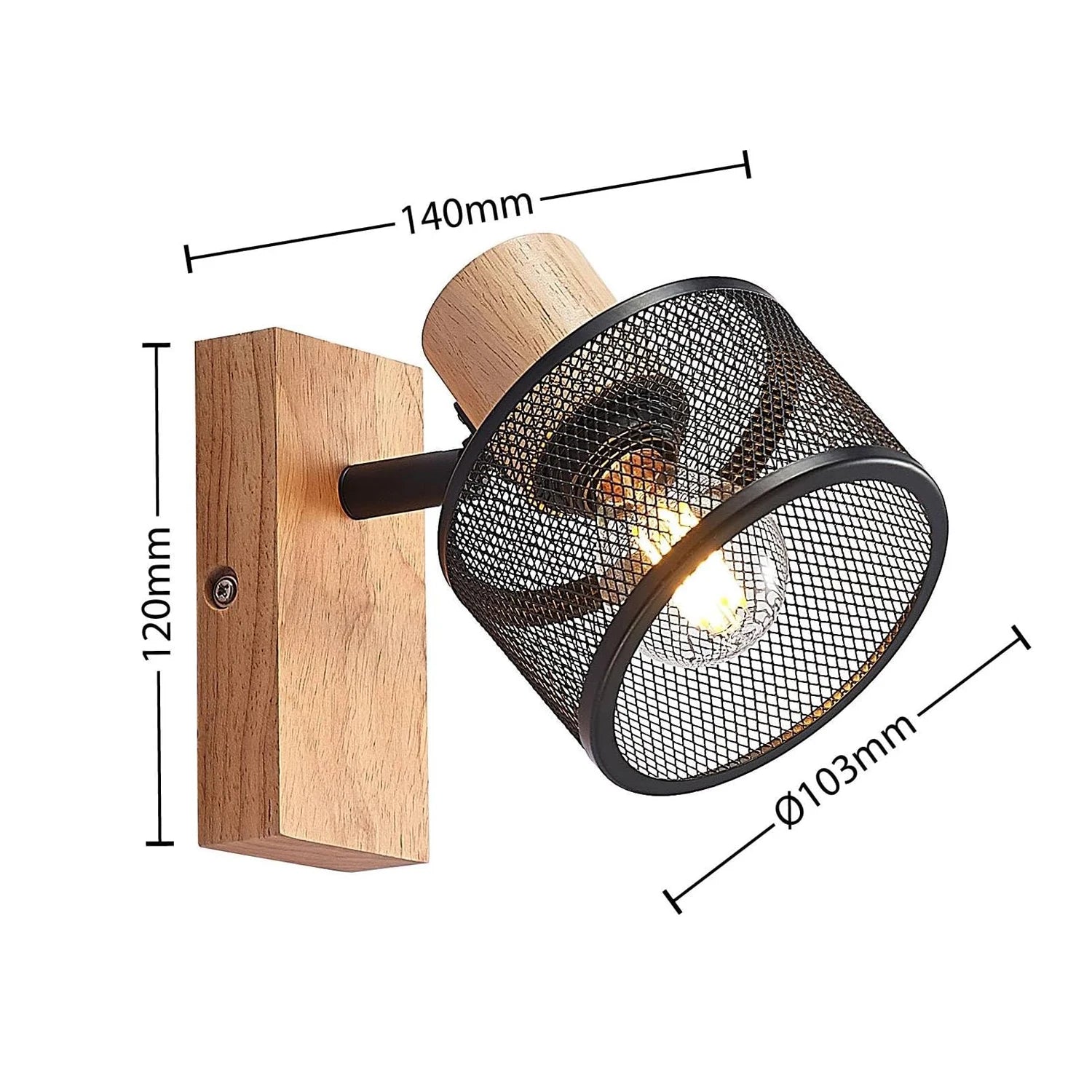 Lampe de chevet Murale Bois et Fer