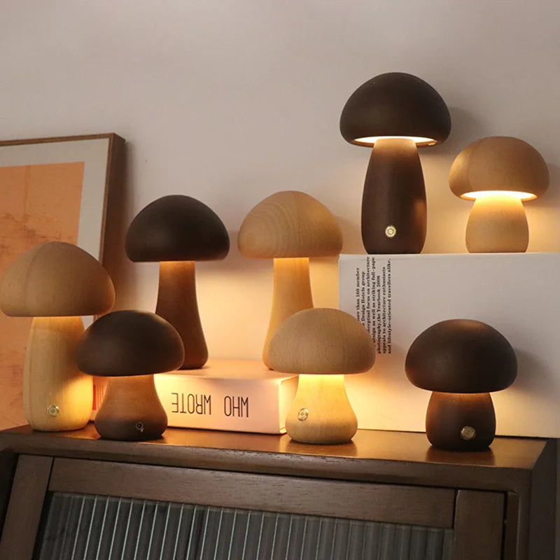 Lampe de chevet Bois Champignon